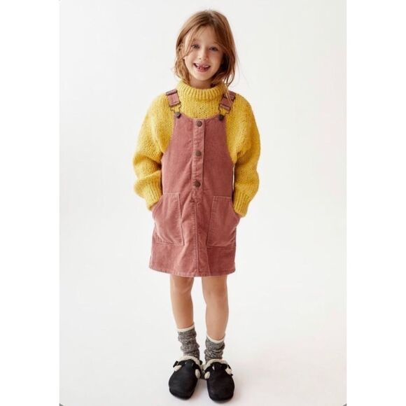 Zara dusty rose corduroy dress jumper EUC 9Y - Picture 1 of 7